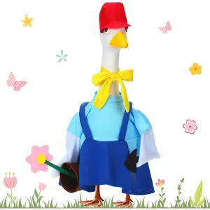 Gardener Goose Outfits Funny Porch Goose Outfit 23 Inch Holiday Lawn Geese Cloth for Summer Spring Garden Yard Lawn Outdoor Decoration