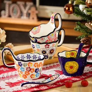 Hand-Painted Floral Ceramic Mug with Handle, Microwave Safe, Reusable Insulated Cup, Vibrant & Flower Design, Perfect Gift, Coffee, Drinkware