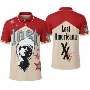 Lost Americana Retro Polo Shirt | Americana Grunge Graphic Polo Tee Streetwear Fan Apparel