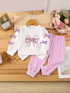 Cute Baby Girl Casual Set, Baby Clothes Girl, Soft Fitted Long Sleeve Top & Pants, Perfect for Home or Playdates, Ideal Gift for Holidays
