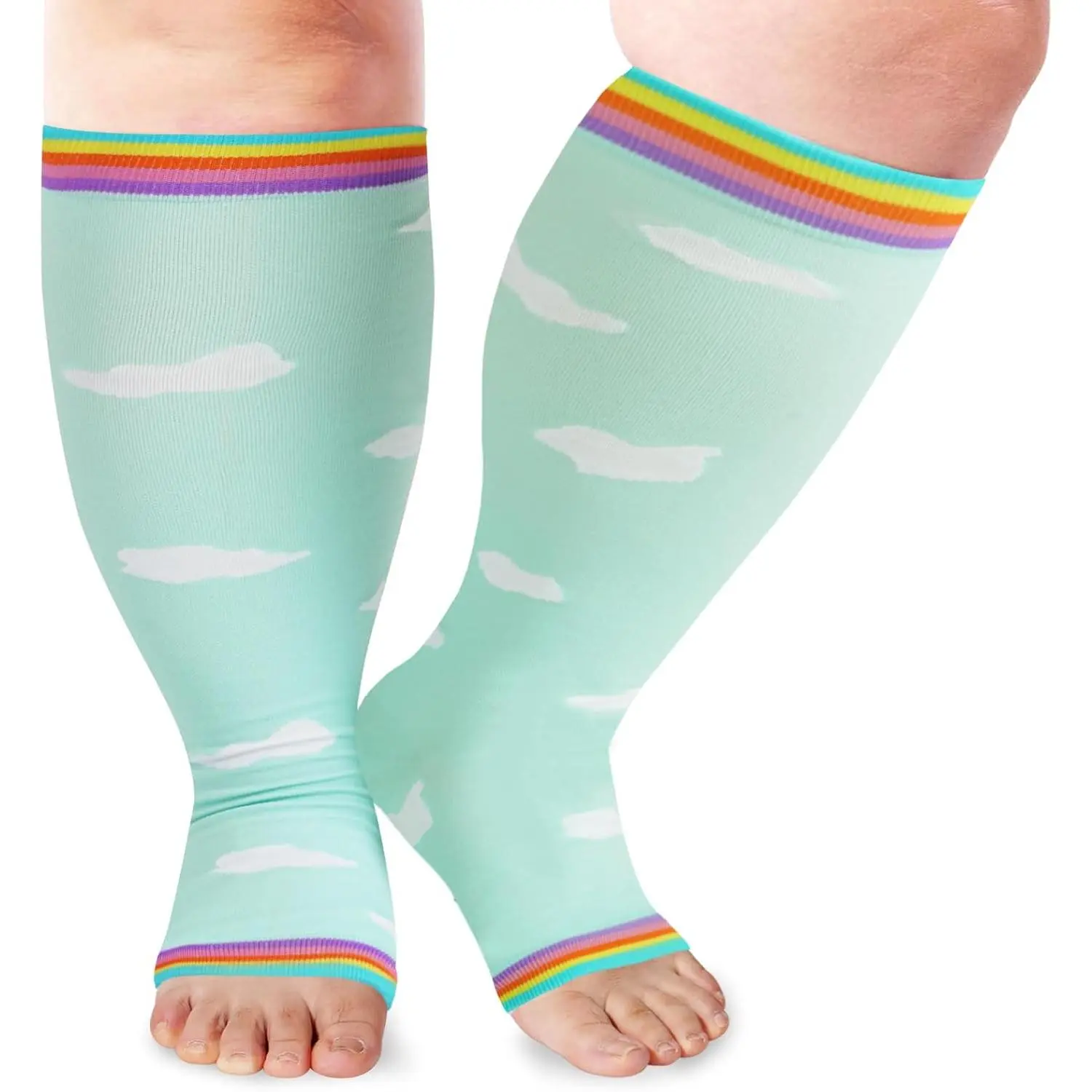 Open  Plus Size  Socks for Women & Men 15-20  Toeless Wide   Support  High Socks