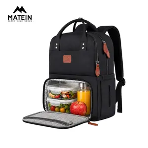 MATEIN Work Backpack for Women, Insulated Cooler Backpack with Lunch Box, 15.6 Inch Laptop Backpack with Lunch Compartment, Water-Resistant Reusable Food Bag for College, Camping, Picnics & Daily Use