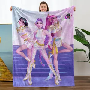 Comfortable Flannel Blanket K-Pop Theme Monster High Pattern, Digital Print, Perfect for Living Room and Camping Gift, Soft Throw Blanket