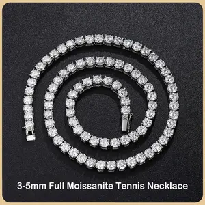 Real 2.5/3/4/5mm Full Moissanite Tennis Necklace for Women 925 Sterling Silver Diamond Neck Chains Necklaces Fine Jewelry
