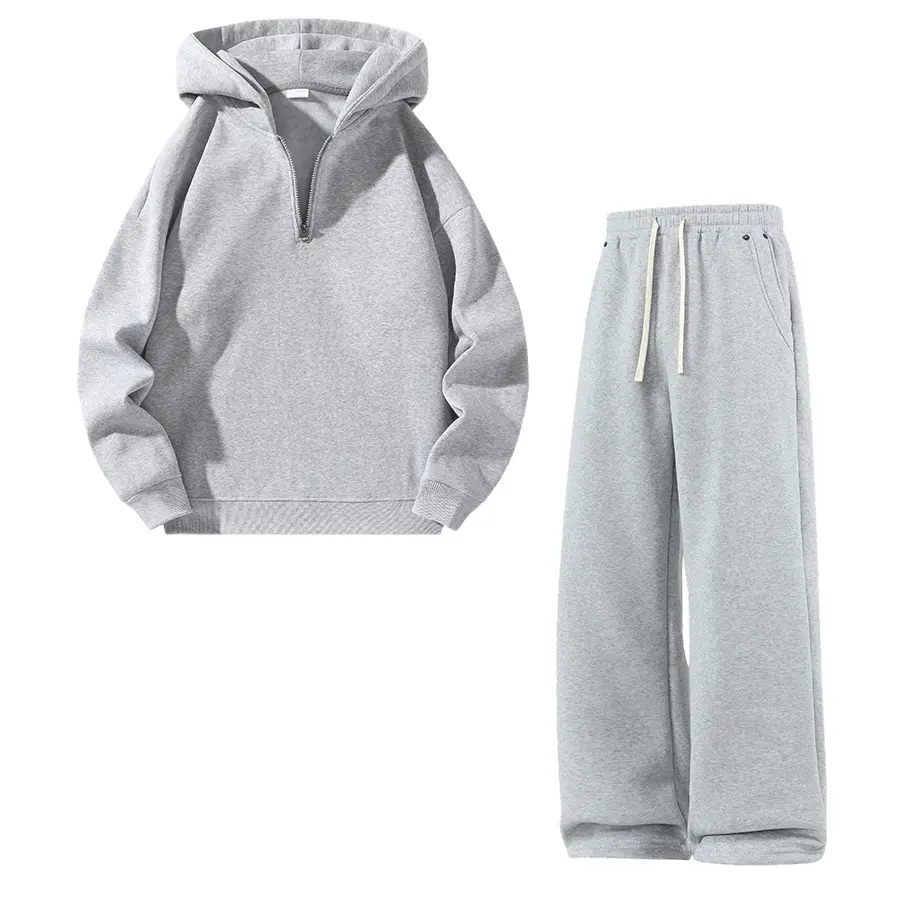 2026 unisex sweatshirt and sweatpants set, half-zip sweatshirt, pants with a drawstring waist, suitable for everyday wear, casual and versatile, ideal for spring, autumn, and winter.,sohochic