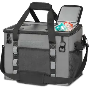 Soft Cooler Bag with Hard Shell & 2 Cup Holders, Portable 40L/70 Cans Collapsible Cooler Bags Insulated with Leakproof for Travel, ice chests and Cooler Lunch Box for Beach Camping Picnic