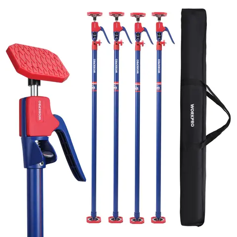 WORKPRO Aluminum-Steel Telescopic Cabinet Jack Support Pole Tool, Middle 3rd Hand Lift for Adults, 154lb/70kg Capacity, 18.5 to 29.5 in/23.6 to 45.3 in Range, 360° Base, Hands-Free Precise Placement for Drywall Home Improvement