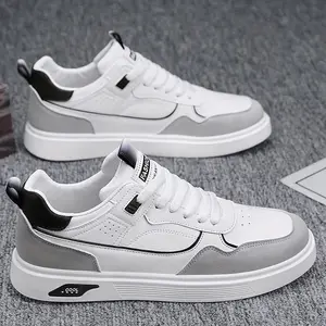 Men's Skateboarding Shoes Casual Lace-up Sneakers - Solid Color Low Top PU Trainers, All-Season Round Toe Footwear with Fabric Inner, PVC Sole, Cloth Insole for Everyday Wear