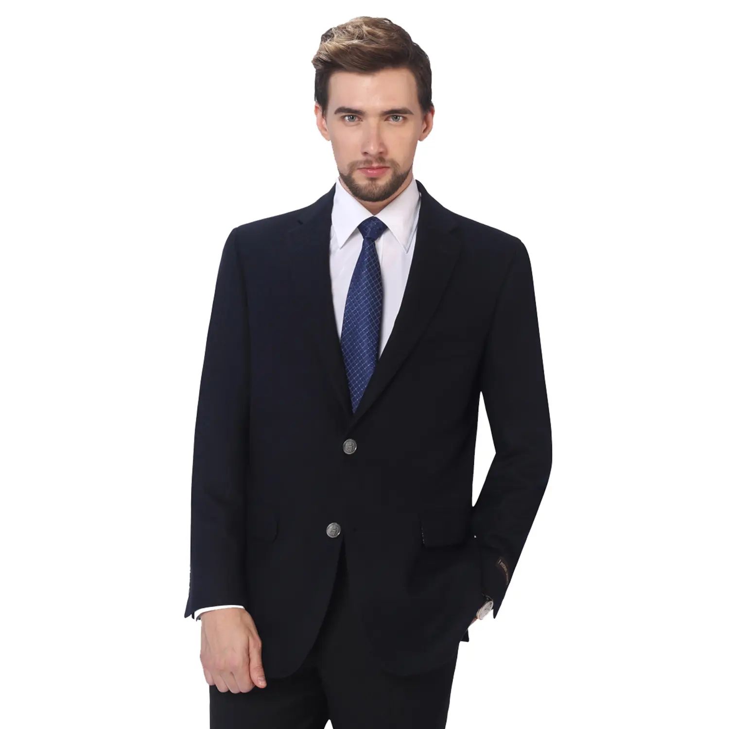 P&L Men's Casual Wool Blend Classic Fit Navy Suit Blazer Stretch Sport Coat