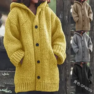 New Arrival Longline Hoodie Cardigan Sweater Coat Knitwear Womenswear