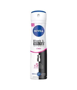 NIVEA Black & White WOMEN Invisible Clear Deodorant - 72h Active Protection, Anti-Odor, Anti-Stain, Anti-Irritation, 150ml