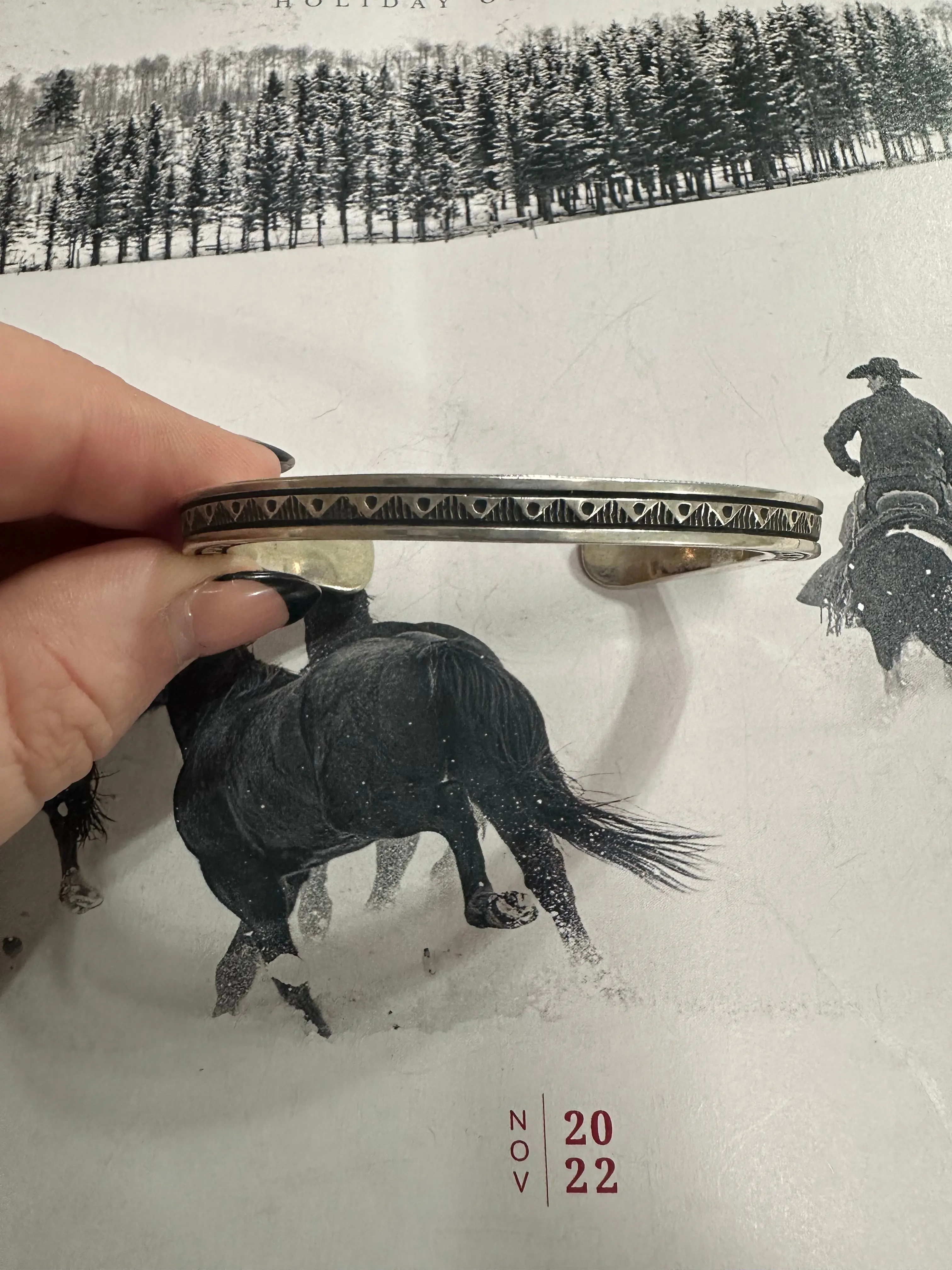 Beautiful Handcrafted Hand Stamped Bracelet Cuff Signed Landon Secatero