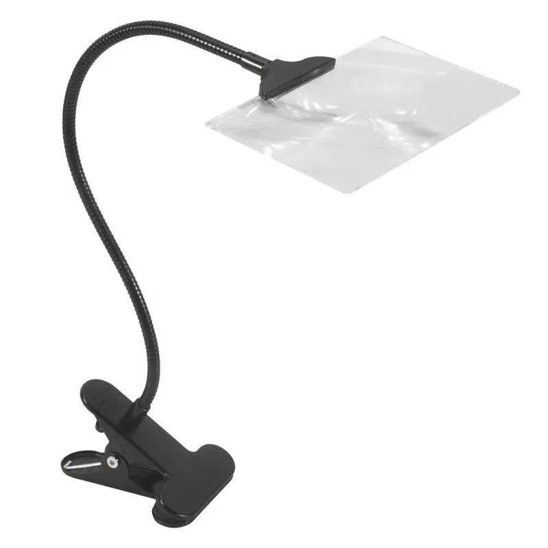 5× Magnifying Glass with Clip, 6×3.5 Inch Magnifier with Adjustable Flexible Gooseneck Clamp, Clip-On Magnifying Glass
