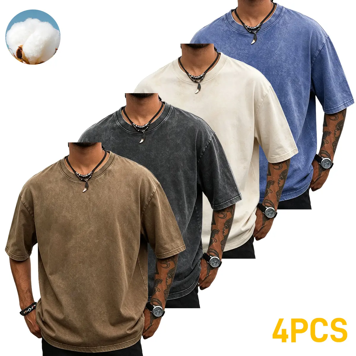 Khaki + Black + Apricot + Blue