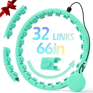 JLoibao Weighted  Circle 32 Links 66 Inch Plus Size XXL Eco-Friendly ABS Material Adjustable Portable Hoop for Adults Fitness Home Gym Kit Home Gym