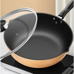 11.02/ 12.6-Inch Pre-Seasoned Iron Frying Pan with Lid - Heavy-Duty Frying Pan Suitable for Restaurants And Home Kitchens - Deep Design, Dual Pouring Ports, Suitable for Grilling, Weaving