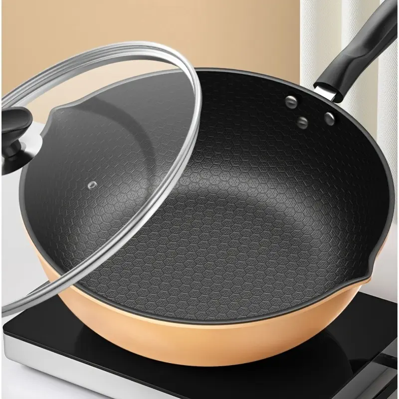 11.02/ 12.6-Inch Pre-Seasoned Iron Frying Pan with Lid - Heavy-Duty Frying Pan Suitable for Restaurants And Home Kitchens - Deep Design, Dual Pouring Ports, Suitable for Grilling, Weaving