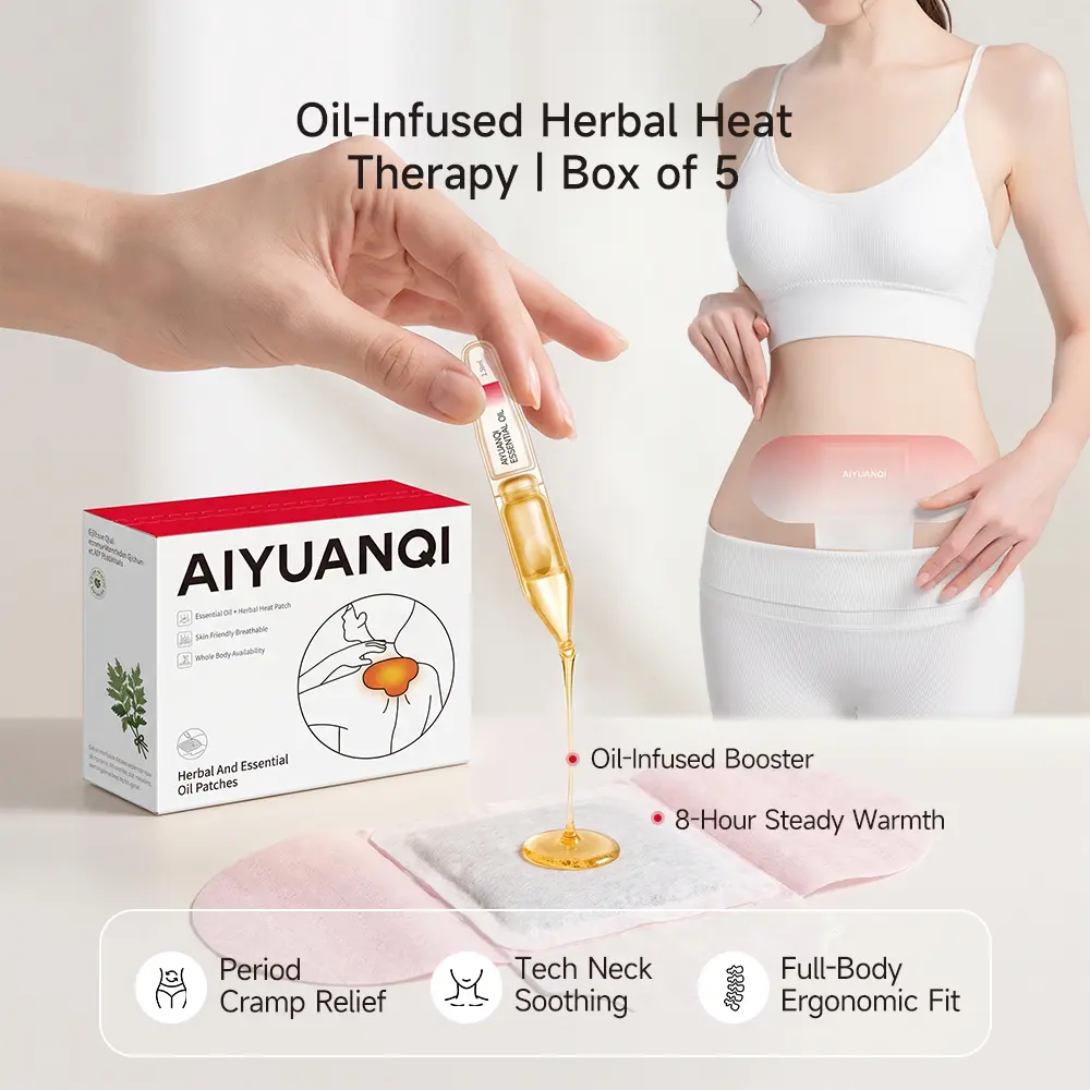 AIYUANQI Scented Heated Pad, 5 Pack Box of Herbal Warming Patches for Pain Relief Therapy, Long Lasting Hot Compress with Herbal Oils, 4-6 Hours, Heat Packs, Neck & Shoulders