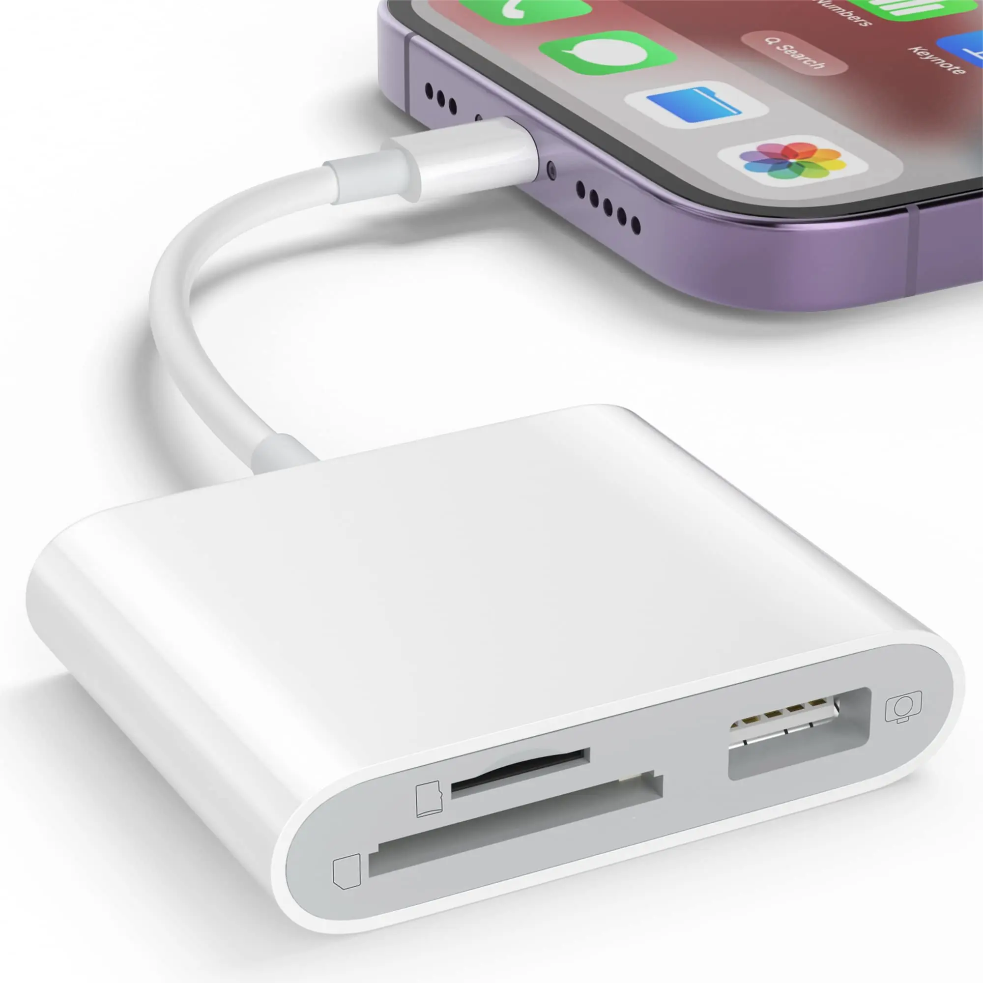 SD Card Reader OTG Adapter for iPhone, Memory Card Reader with USB Camera Adapter, Plug & Play Trail Game Camera SD Card Viewer for iPad, SD Cards Reader, Media Card Reader