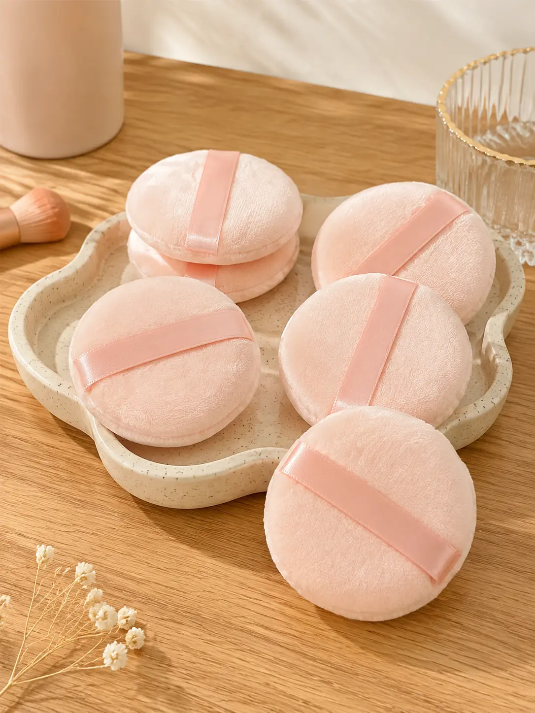 6PCS Soft Velvet Powder Puff Set | Reusable Makeup Sponge for Loose Powder, Foundation & Setting Makeup