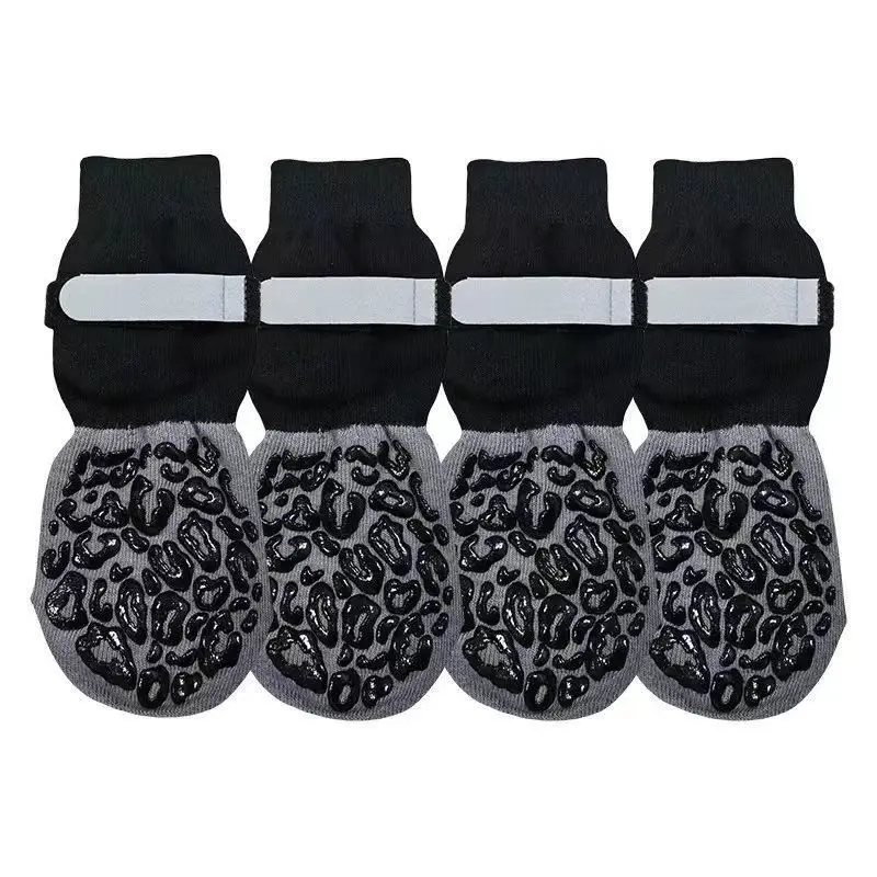 4-Pack Pet Shoes - Pet Non-Slip Socks with Double-Sided Anti-Slip Dotted Glue, Reflective Adjustable Paw Covers for Cats and Dogs, Kitten Shoes, Puppy Shoes, Breathable, Durable and Non-Slip Pet Shoe Covers, Outdoor Travel Accessories