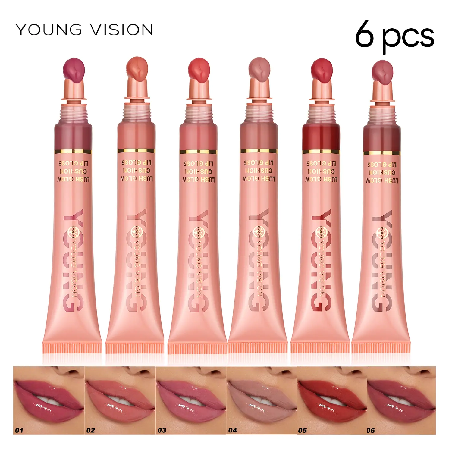 YOUNG VISION 6 pcs set Hydrating Liquid Lipstick & Gloss Tint, Lip Stain, Waterproof Long-lasting Moisturizing Liquid,Non-stick Cup Matte Lips Gloss for All Occasions Lip Makeup, Makeup Cosmetic for Girls and Women, Pennywise Makeup, Christmas Gift