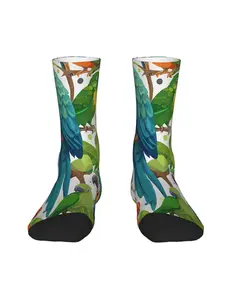 1 Pair Happy Funny Men's compression Socks In Tropical Jungle Vintage Harajuku Hip Hop Novelty Seamless Crew Crazy Sock Gift Printed Merry Christmas Decoration Gift Xmas