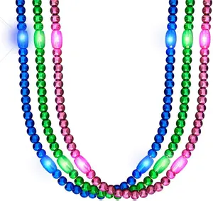 Set of 12 FlashingBlinkyLights Light Up LED Mardi Gras Bead Necklaces in Multicolor Assortment