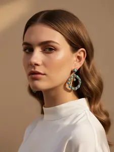 1 piece of vintage elegant turquoise earrings, suitable for daily wear, vacation dates, and other occasions, and also a surprising exquisite small gift.