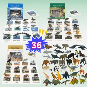 36pcs Small Animal Figurines Learning & Education Toys, Plastic Realistic Dinosaur Zoo Jungle Safari Sea Ocean Animal Figures, Learning Activities Matching Game Science Toys.Mini animal figures