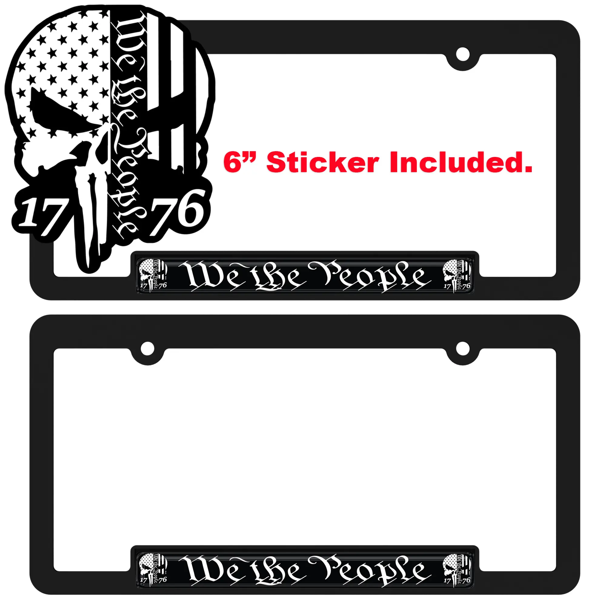 We The People License Plate Frame Set with 6" Window Sticker.