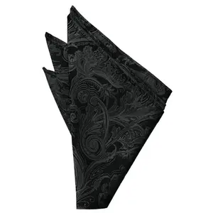 Black Paisley Silk Pocket Square