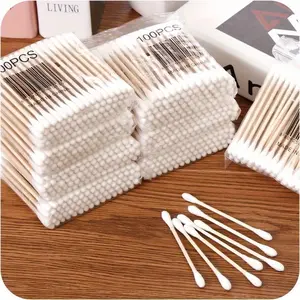 100pcs Cotton Swabs Double-headed Hygienic Cleaning Cotton Swabs Household Makeup Remover Swabs