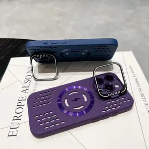 New heat-dissipating magnetic phone case suitable For iPhone 16, 11, 12, 13, 15, 14 Plus Pro Max with Magsafe camera stand protective case