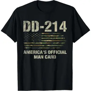 Dd214 Americas Official Man Card Funny Military T-Shirt,Made in USA