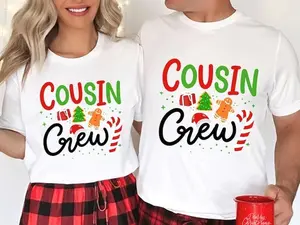 Matching Cousin Crew Christmas Shirts: Family Holiday Outfits K43