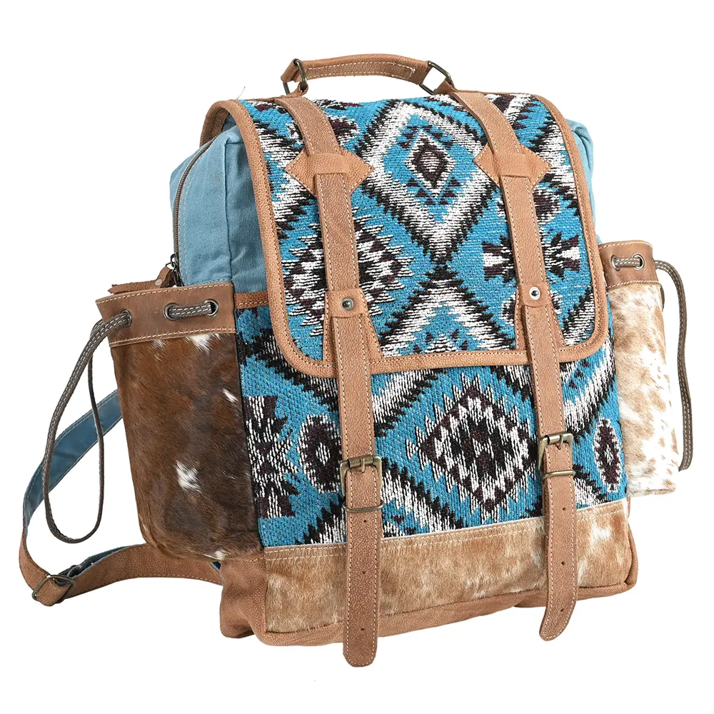 OHLAY Backpack Upcycled Wool Canvas Hair-On Genuine Leather Women Bag Western Handbag Purse | for Womens Summer