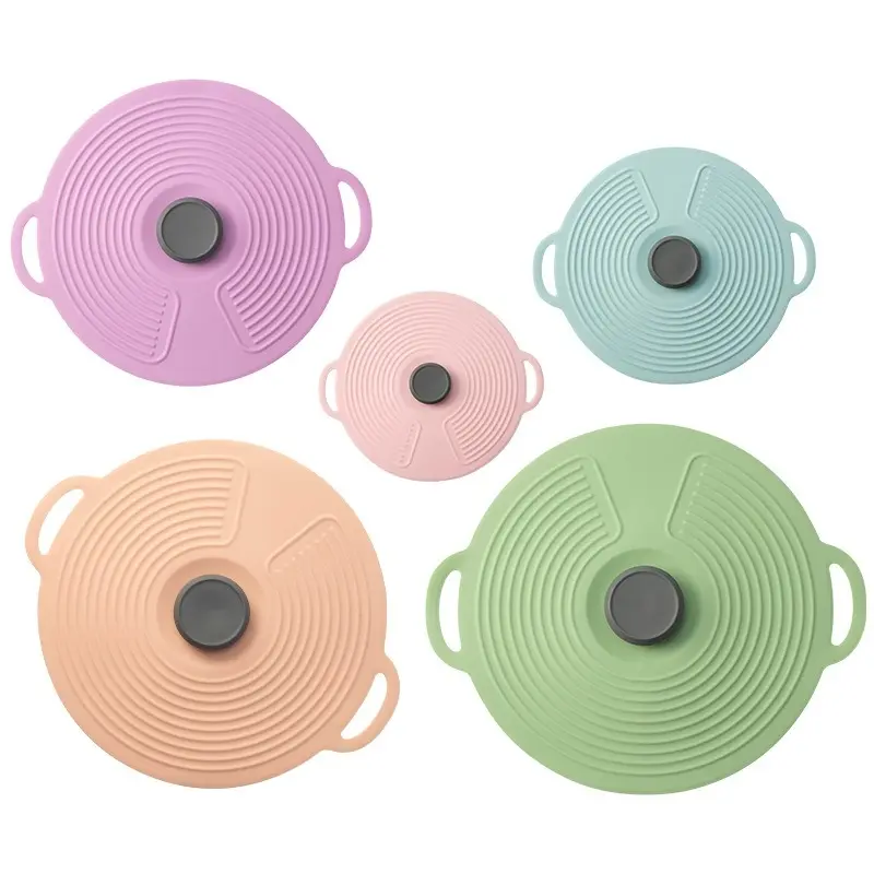 Silicone round sealing cover, soft, durable, and heat-resistant cup lid, bowl lid, and pot lid. Press the top lightly for airtight suction, with an insulated handle for easy use. A must-have fresh-keeping cover for the home kitchen