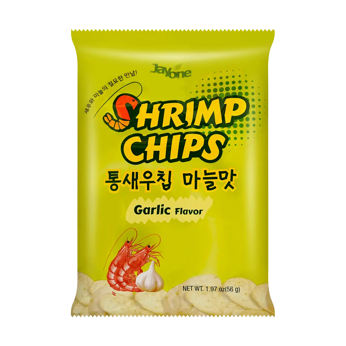JAYONE Korean Garlic Shrimp Chips 56g - Crispy Savory Snack for All Ages