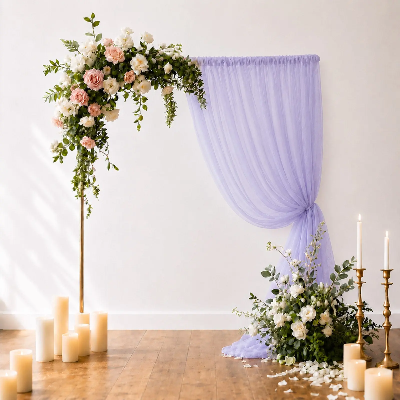 5ft×10ft Sheer Backdrop Curtain Panel with Rod Pocket, Lavender Lilac Wedding Arch Drape for Birthday Party