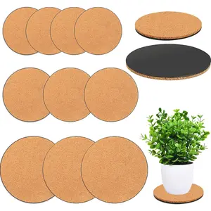 10 count 3 Sizes Cork  Coasters, 4/6/8 Inch Cork  Mats, Cork Coaster for Planters,  Coasters for House  Indoors (Nude & Black)