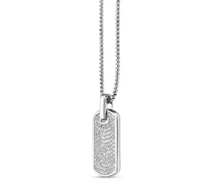 LYNX Men's Sterling Created Gem Dog Tag Pendantw/ Chain
