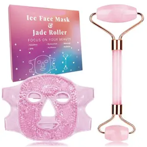 Ice Face Roller & Jade Roller Facial Massager Set with Cooling Gel Mask for Women, Puffy Eyes, Wrinkle Lifting, Firming Skin, Anti-Aging Face & Neck Spa Tools Gift Set