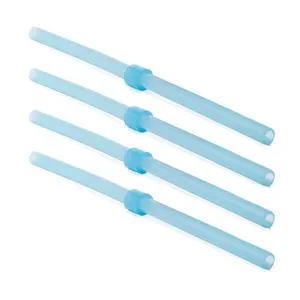 Silipint Long Stopper Silicone Straws – 4-Pack | Spill-Proof, Reusable, LFGB-Certified, BPA-Free, Dishwasher Safe