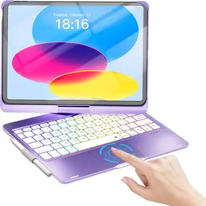 for iPad 10th 11th (A16) Generation Case with Keyboard, iPad Air 11 case (M4/M3/M2), Keyboard for iPad Pro 11 (4th/3rd/2nd/1st) & iPad Air 5/4, Trackpad, 360? Swivel, Backlit-Metallic