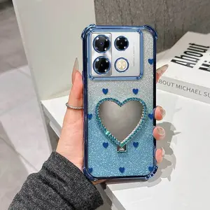 1 Piece Full Blue Heart Protection Suitable For Infinix Note 40 Pro+ 5G Infinix Note 50 Pro/40 Pro 5G/4G/40 Pro+ 5G/40/30/50 Pro+ 5G/Smart 10 PLUS Flexible Phone Case Cover Featuring Non-Slip And Stand For Party