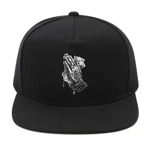 Hip-Hop Hat with Praying Hands and Cross Pattern, Graphic Trucker Hat, Casual Streetwear, Party Wear, Boho Style, All Seasons