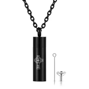 OIDEA Cross Cylinder Memorial Locket Necklace Stainless Steel Keepsake Pendant Cremation Jewelry Gift for Women