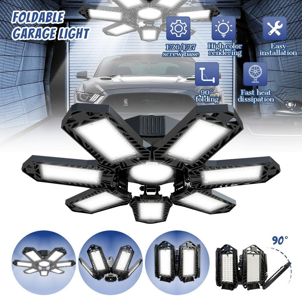 LED Garage Light 600W 60000LM Convertible Bright Store Ceiling Bulb, E26/E27 6500k Garage Lighting for Barn, Warehouse, Garage