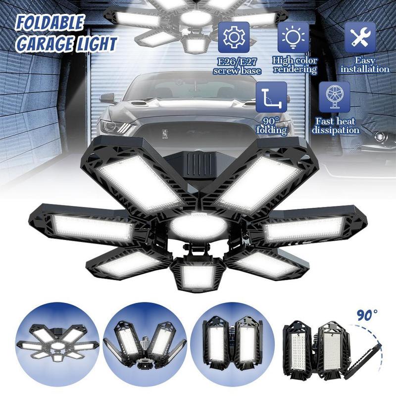 LED Garage Light 600W 60000LM Convertible Bright Store Ceiling Bulb, E26/E27 6500k Garage Lighting for Barn, Warehouse, Garage